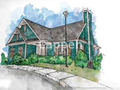 I will sketch architecture building with watercolor rendering