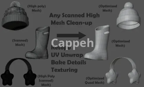 I will quickly retopologize and uv unwrap a 3d model