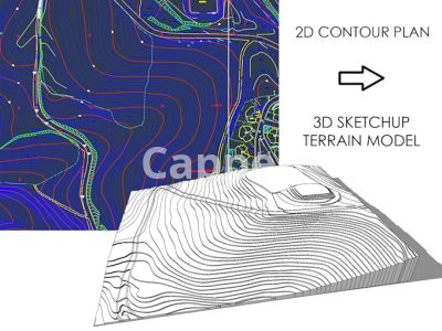 I will create 3d sketchup terrain model from dwg