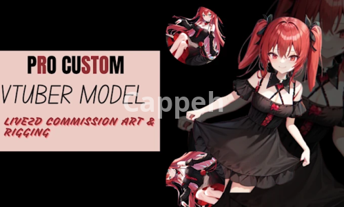 I will design pro custom live2d vtuber model character design, vtube studio, vrcharts