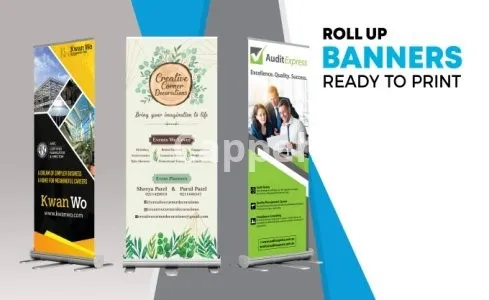 I will design roll up banner, table cover, canopy tent and backdrop