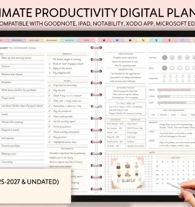 I will design unique digital planner, etsy digital products, etsy hyperlinked planner