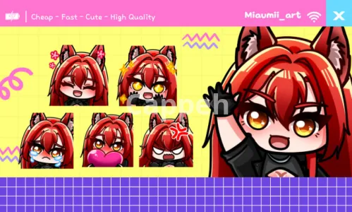 I will draw cute custom emotes and badges in anime style