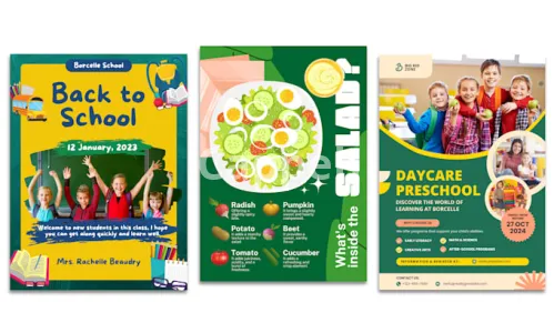 I will create school posters, educational flyers, and kids banners