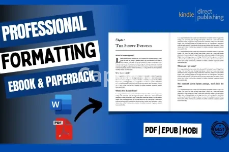 I will do book formatting, kindle ebook formatting, KDP paperback, convert pdf to epub
