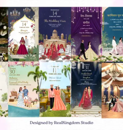 I will create a digital wedding invitation video caricature invite